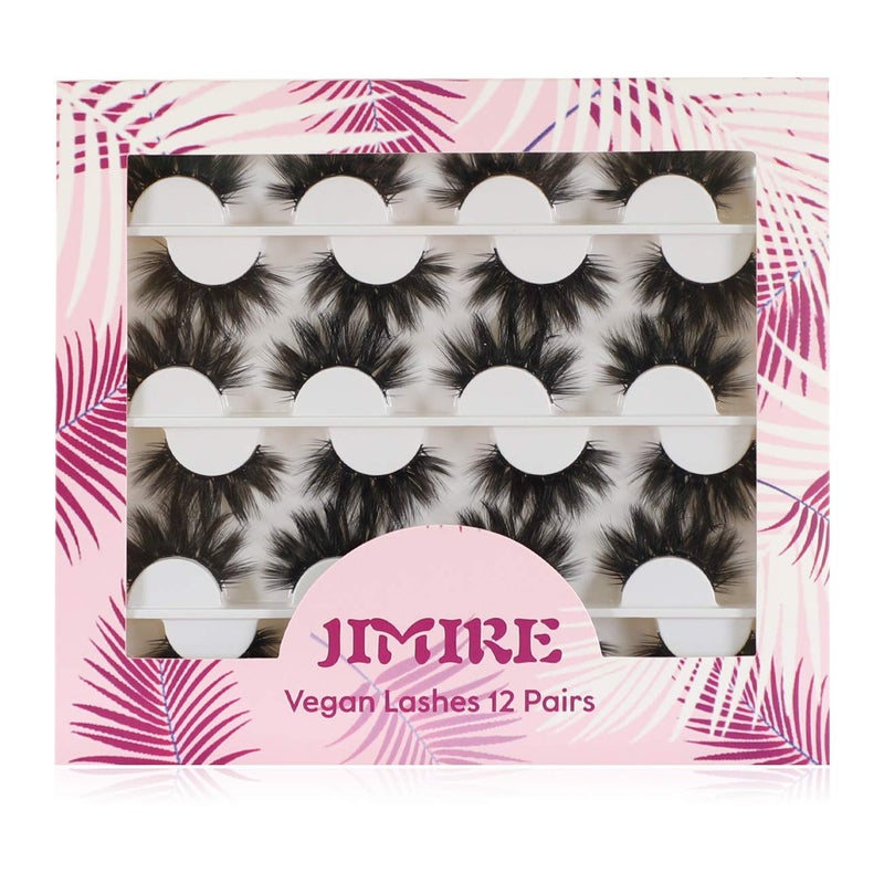 JIMIRE 12 Pairs False Eyelashes Fluffy High Volume Fake Eyelashes Faux Mink Lashes - Image 1